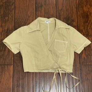 Sasch Womens Tan Wrap Crop Top (Size S)